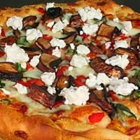 Billy Goat Pizza · Marinated portobello mushrooms, fresh spinach, roasted red peppers, and goat cheese. No dice...