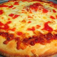 Large 14'' Create Your Own Pizza · Serves four. Topped with diced tomatoes.