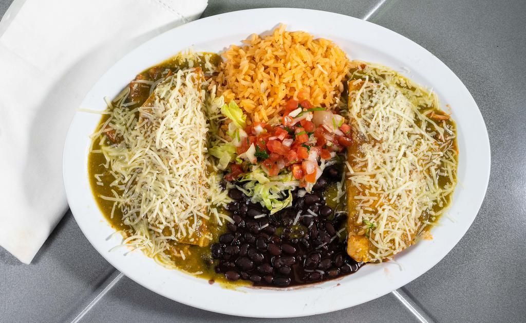 El Grande Platter · Choose two items: chile relleno, tamale, enchilada or grande taco. Served with rice and choice of beans.