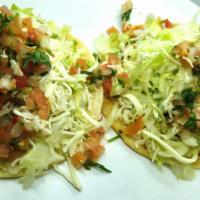 Grande Tacos (2) · Your choice of meat with jack cheese, shredded lettuce and salsa fresca.