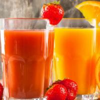 Triple Berries Juice · Fresh 20 oz juice made with berries and orange juice.