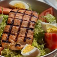 Niçoise · Seared ahi tuna or salmon, olives, peppers, green beans, potatoes, eggs, tomatoes, artichoke...