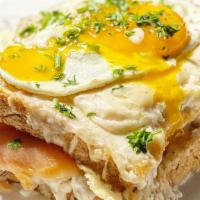 Croque Mademoiselle · With smoked salmon and egg.