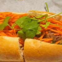 5 Spice Chicken Banh Mi · Grilled Chicken, pate, mayo, carrot, cucumber, cilantro and jalapeno