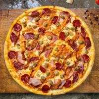 Superb Supreme Pizza · Pepperoni, ham, salami, Italian sausage, beef.