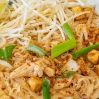 Pad Thai · Classic Thai favorite, stir-fry dish made with rice noodles, chicken and tofu, peanuts, a sc...
