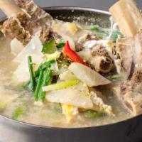 Beef Short Rib Stew · English-cut beef short ribs with green onion, egg, and glass noodles.