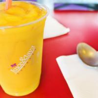 The Dragonfly (Vegan, GF) · A refreshing smoothie drink. 

Ingredients include: Pineapple, Mango, Orange, Almond Milk, a...