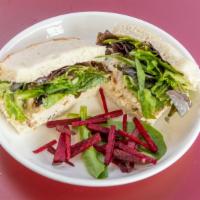 Chicken Salad Sandwich · Chicken Salad, Green Onions, Celery, Cranberry, Almonds, Organic herbal seasoning