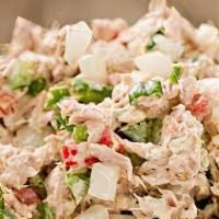 Albacore Tuna Salad · Albacore Tuna, Romaine Lettuce, Green Onions, Mayo, Capers, Organic herbal seasoning