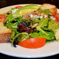 Mixed Salad · Pecans, pears, gorgonzola and tomato, avocado served with fat-free raspberry vinaigrette ove...