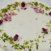 Pistachio Mousse Cake · Vanilla chiffon cake with layers of pistachio whipped cream, topped with white ganache with ...