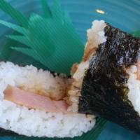 Spam  · Nori wrap, sushi rice and unagi sauce