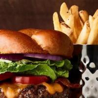 The Prime Burger · Our steakhouse burger, Wisconsin cheddar cheese, peppered bacon, side of french fries & ketc...