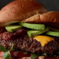 California Burger · Our steakhouse burger, tomato, arugula, bacon, avocado, Wisconsin cheddar cheese, jalapeño a...