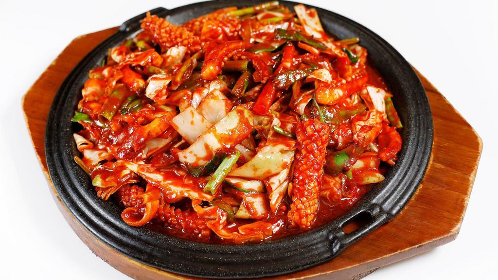 Spicy Squid and Pork  · Hot. Spicy sautéed squid with pork.