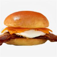 Bacon, Egg and Cheese Breakfast Sandwich · Bacon, egg, cheese and aioli.