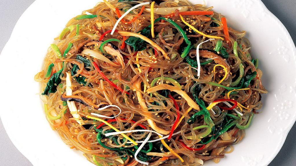 3. Japchae · Stir fried glass noodles, vegetables in sweetsoy sauce.