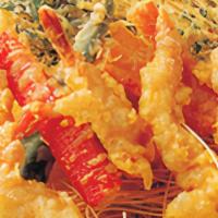 10. Mixed Tempura · Deep fried shrimp two piece and six piece vegetable.