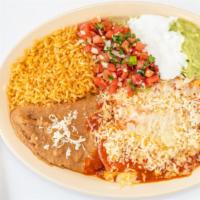 Enchiladas · choice of meat. Add shrimp for an additional charge.