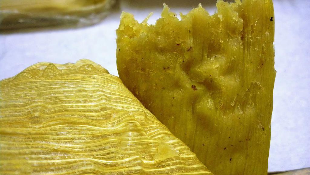 SWEET CORN tamale · Yellow sweet corn, corn grain, vegan butter and organic sugar.