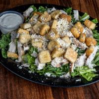Caesar With Chicken
 · Chicken, fresh crisp romaine, a generous portion of shredded parmesan cheese, and seasoned c...