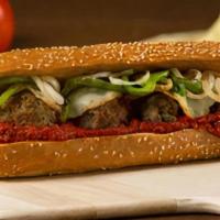 Meatball Sandwich · Our hand-rolled meatballs smothered with our original meat sauce, onions, green peppers, and...