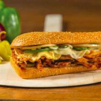 Bbq Chicken Sandwich · Our signature pizza factory® bbq sauce with grilled chicken served hot with melted Provolone...