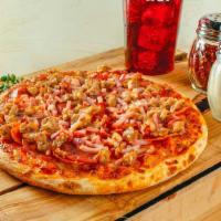All Meat Pizza · To satisfy the meat lovers—lean Canadian bacon, salami, pepperoni, ham, signature sausage, a...