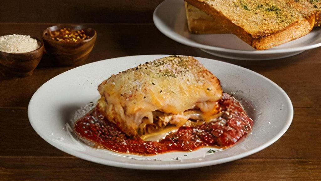 Lasagna · Layers of noodles stuffed with our original meat sauce, hand-rolled meatballs, and Italian sausage, and layered with 100% Mozzarella cheese, Parmesan, and Cottage cheese, making it that one-of-a-kind dish that you can't get enough of. 870 cal.