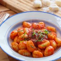 Gnocchi · Potato Dumpling, Made with Parmesan Cheese, Nutmeg, and Cheese Served with your Choice of Sa...