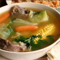 Beef Soup · A generous collection of beef (oxtails, ribs, shanks,knuckles), freshly picked vegetables in...