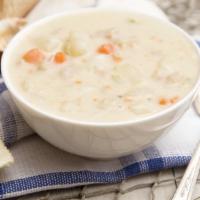 Clam Chowders · Delicious rich base of clams, carrots, celery, unsalted butter, flour, yellow potatoes, fres...