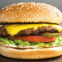 Beef Burger Only · Homemade 1/3 pound patty, lettuce, pickle, onion, tomato, cheese, mayo, mustard and ketchup.