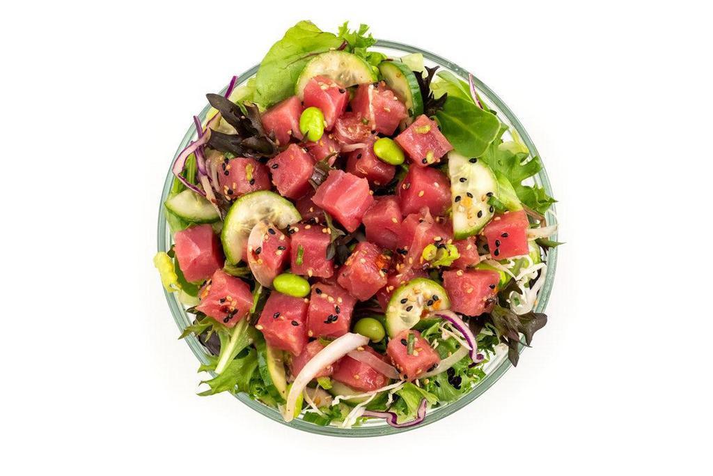 Poke Salad - Regular (2 Proteins) · Two proteins with your choice of mix ins, toppings, and flavor with fresh romaine and spring mix