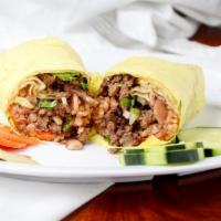 Burritos · Meat rice beans onions cilantro salsa