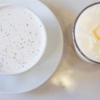 Lavender Tea Latte · Lavender tea with vanilla agave and your choice of milk. Caffeine free.