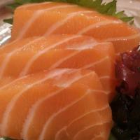 Sake / Salmon Sashimi - 3 Pieces · Salmon - three pieces per order.