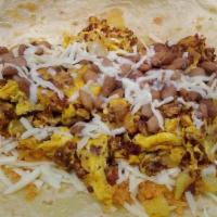 Breakfast Burrito · Rice, Beans, Cheese, Eggs, Potatoes