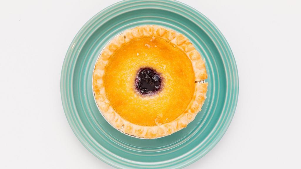 Blueberry Cheese Pie · A cream cheese pie made with our in-house blueberry filling.