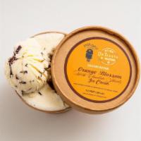 Orange Blossom with Chocolate Shards Ice Cream  · A decadent floral flavored ice cream with shards of dark chocolate. 
(Half Pint)