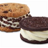 Custard Cookie Sandwich  · Frozen custard between two cookies. Available individually or in 6-pack.