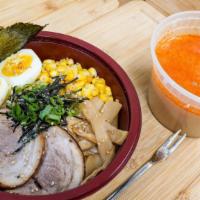 Spicy Miso Ramen              · House make broth two-piece chashu pork, corn, scallion, menma, nori ,soft egg.