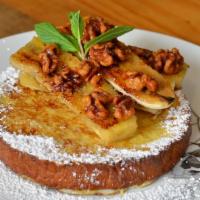 French Toast with Fried  Banana · Homemade Brioche Mousseline, creamy Grand Marnier (Citrus) Butter, Fried Banana, Candied Wal...