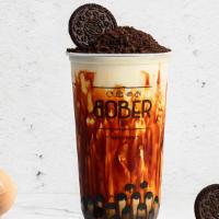 Brown Sugar Cookies & Cream · Housemade brown sugar syrup coated cup with classic milk tea, cheese cream and crushed Oreo.