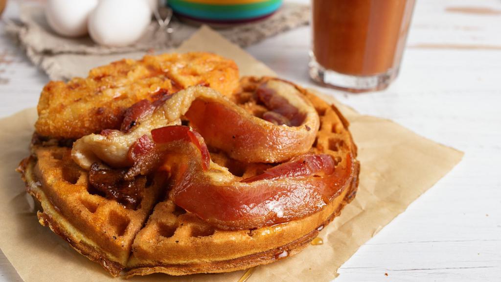 Chicken & Bacon Waffle · (Chicken Tender + Bacon + Maple Syrup + Waffle)