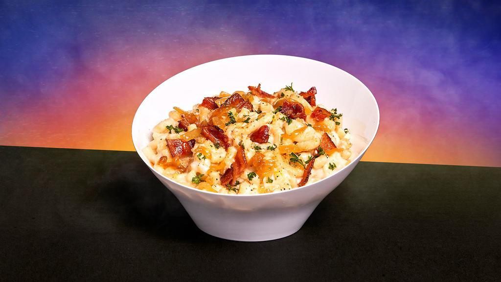 Bacon Caramelized Onion Mac And Cheese · Classic mac and cheese with bacon bits and caramelized onions.