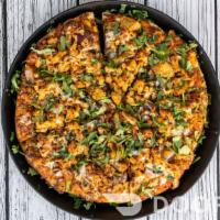 Chicken Tikka · Masala marinated chicken, red onions, bell peppers, fresh cilantro with Mozzarella cheese an...