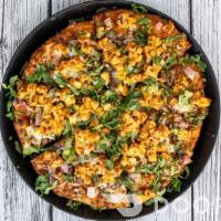 Chili Paneer · Spicy seasoned paneer, red onions, bell peppers, fresh cilantro with Mozzarella cheese and c...