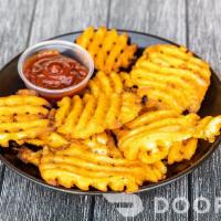 Waffle Fries · Large order of  seasoned crispy waffle fries.